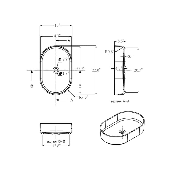 English Elm Solid Surface Pedestal Basin Seamless Non-porous Build for Modern Bathrooms T3785P491207