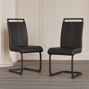 English Elm Modern White Faux Leather High Back Dining Chair Set Gold Base Elegant Seating W3732P495890