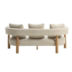 English Elm Luxe Curved Boucle Three Seat Sofa with Arc Backrest and Tapered Legs for Modern Living N773P342182S