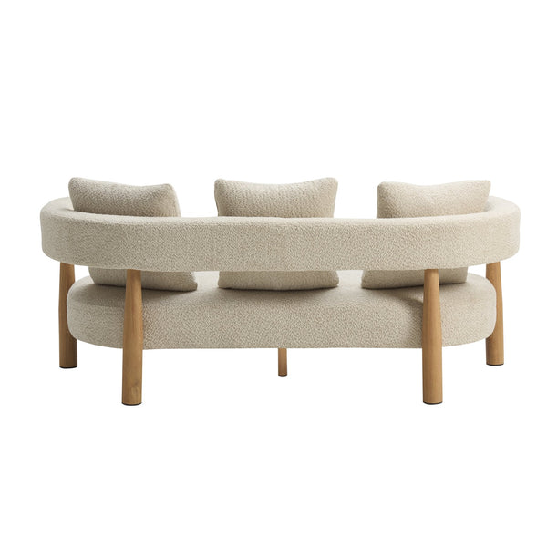 English Elm Luxe Curved Boucle Three Seat Sofa with Arc Backrest and Tapered Legs for Modern Living N773P342182S