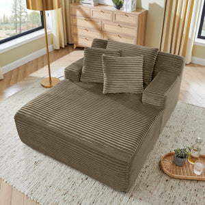 English Elm Single Frameless Velvet Lounge Chair Plush High Density Foam Accent Seat for Living Room Brown W487P420018