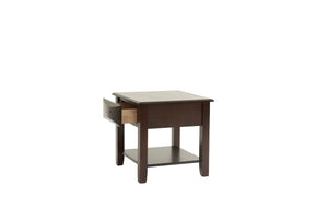 English Elm Simple Contemporary End Table with Walnut Veneer Top and Solid Rubberwood Legs, Square 22" Accent Table Antique Black,Espresso 11 L x 24 W x 27 H HSESF00F6388