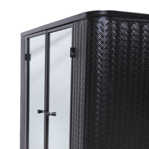 English Elm Black Wall-Mounted Bathroom Cabinet with Mirror, 2 Doors, Open Shelf & Steel Frame for Vanity Spaces W3122P272846