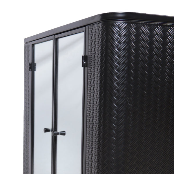English Elm Black Wall-Mounted Bathroom Cabinet with Mirror, 2 Doors, Open Shelf & Steel Frame for Vanity Spaces W3122P272846