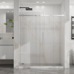 English Elm Goodyo Frameless Sliding Shower Door, 60" X 72" With 6Mm Tempered Glass & Easy-Clean Chrome Hardware D163118743