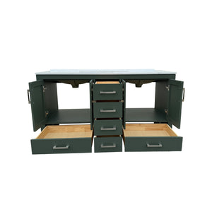 English Elm 60" Double Sink Vanity Solid Wood Cabinet Carrara Marble Top Brown Oak Finish T3785P442238