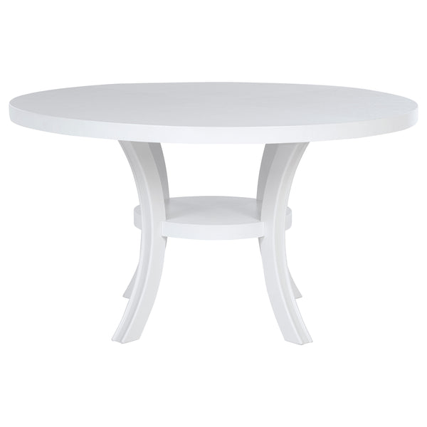 English Elm Tyler Round Dining Set Seats Six with High-back Upholstered Chairs in Pearl White B062S01800