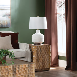 Crestview Collection 27"H Elegant Ceramic & Wood Table Lamp - Sculptural Design With Tapered Shade For Versatile Lighting   Cvazp124