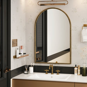 English Elm Arched Decorative Wall Mirror for Bathroom Vanity and Entryway — Elegant Arch Design for Living Room Bedroom Gold W757P251826