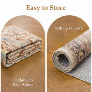 English Elm Premier Traditional Medallion Low Pile Area Rug Ivory Tone for Living Dining Rooms B186P479371
