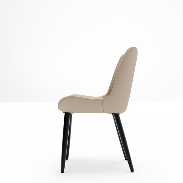 English Elm Set of 2 Armless Pu Leather Dining Chairs Cushioned Seat Brushed Metal Legs Modern Cream W3316P426928