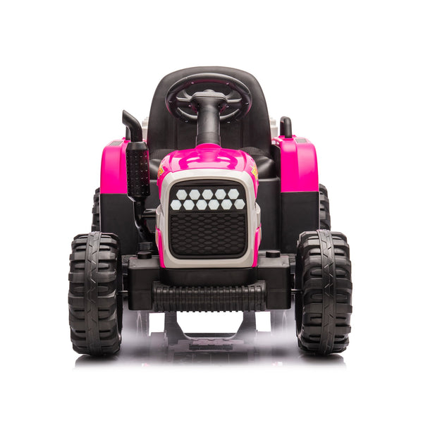 English Elm Ride on Electric Tractor Toy with Trailer 24v 400w Dual Motors Remote Control Led Red W1578P193902