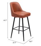 Keppel Swivel Barstool Brown 109974 Zuo Modern