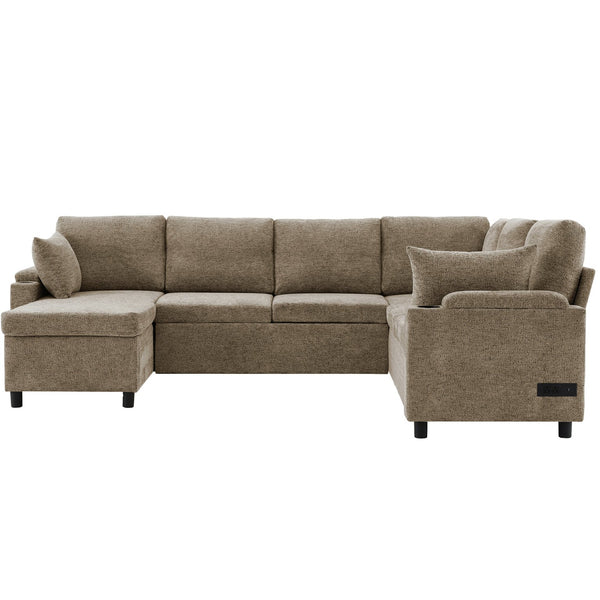 English Elm 101.2" Modular Chenille Sectional Sofa with Tufted Cushions and Deep Seating for Living Room N719S001910D