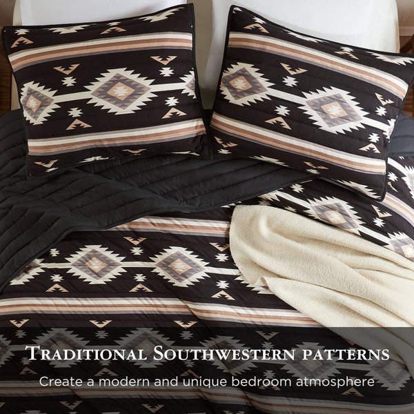 English Elm 3-piece Full Queen Quilt Set Knit Face Microfiber Reverse Farmhouse Bedroom Bedding B035P482965