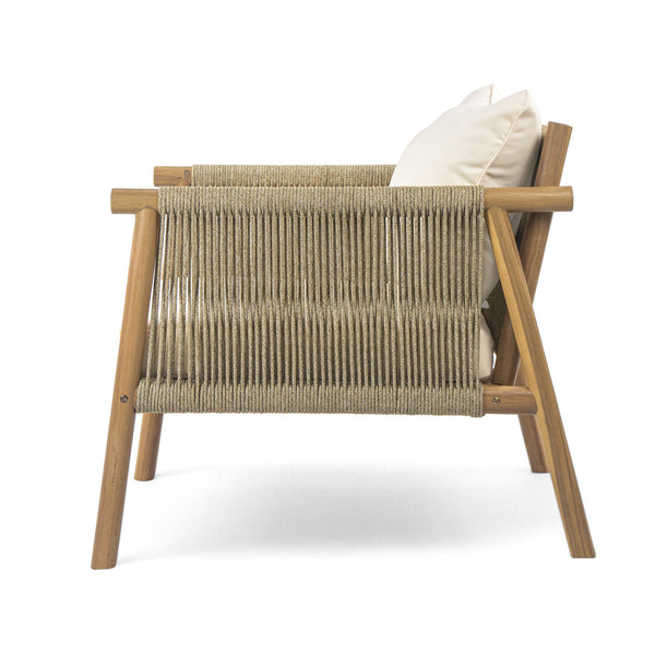 English Elm 28" Woven Outdoor Lounge Chair Solid Wood Frame Polyester Cushions Patio Garden N767P236617T