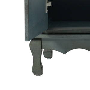 English Elm Christopher Knight Home® - 60" Retro Double Sink Bathroom Vanity Set with Soft-Close Doors, Adjustable Shelves, Rubberwood Legs Antique blue green,Teal N817P245317B