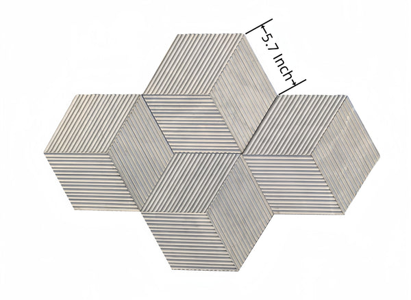 English Elm Hexagon Carrara Gray Marble Tile – Textured 3D Fluted Design For Luxurious Bathroom Walls & Backsplashes W1696P262339