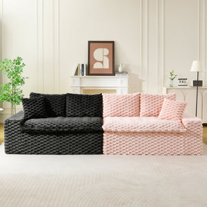 English Elm Luxury Color-Block Turtle Velvet Multifunctional Sofa - Cozy, Stylish Living Room Furniture For Any Space W3371S00051