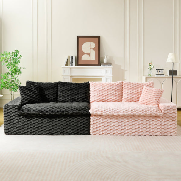 English Elm Luxury Color-Block Turtle Velvet Multifunctional Sofa - Cozy, Stylish Living Room Furniture For Any Space W3371S00051