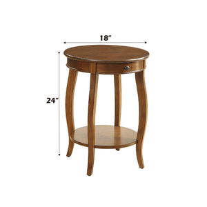 English Elm Alysa Walnut Round Accent Table with Drawer & Shelf, Cabriole Legs, Compact Durable Side Table B2726P265216