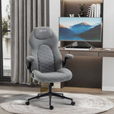 English Elm Vinsetto Gaming Chair With Flip Up Arm, High Back Desk Computer Chair, Gamer Chair With Adjustable Height and Swivel Wheel , Light Gray