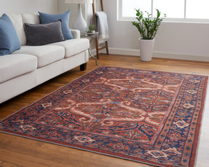 Feizy Rugs Rln39hmf Rawlins Vintage-inspired Polyester Medallion Rug – Antique Charm With Intricate Patterns & Warm Hues Red,Tan,Blue Polyester Rln39hmfrednvyp00