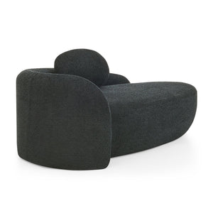 English Elm Modern Oval Boucle Lounge Chair Sculptural Integrated Armrest for Bedroom Living Room Black W487P456130