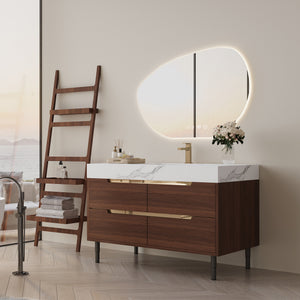 English Elm This Farmhouse Vanity Pairs Sintered Stone with Soft-close Drawers for a Refined Bath W3136S00023