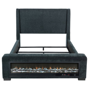 English Elm Sebastian Navy Wingback King Bed with Flame Visualizer and Bluetooth Speaker B062S01651