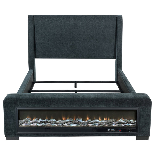 English Elm Sebastian Navy Wingback King Bed with Flame Visualizer and Bluetooth Speaker B062S01651