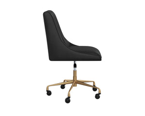 Sunpan Halden Office Chair - Urban Design with Bold Stitching and Rustic Bronze Base for Modern Workspaces Vintage Black
