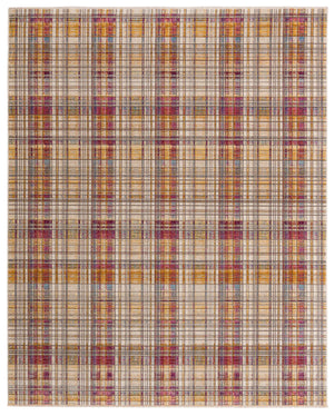Unique Loom Deepa Tartan Machine Made Geometric Rug Multi, Blue/Gray/Ivory/Orange/Yellow/Purple 7' 10" x 9' 8"