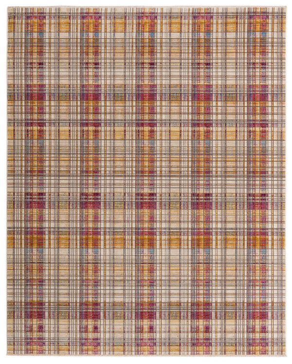 Unique Loom Deepa Tartan Machine Made Geometric Rug Multi, Blue/Gray/Ivory/Orange/Yellow/Purple 7' 10" x 9' 8"