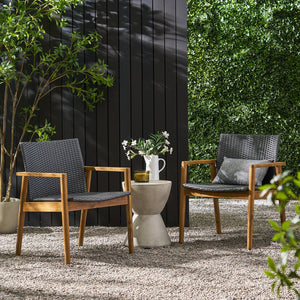 English Elm Christopher Knight Home® - BRYAN Acacia Club Chair Set of 2 - Natural Wicker Seating, Durable Metal & Wood Frame, Outdoor Comfort 71509.00GRY