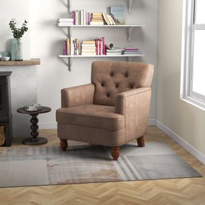 English Elm Hengming Taupe Suede Club Chair - Modern Upholstered Accent Armchair, Durable Hardwood Frame, Easy Assembly W21268688