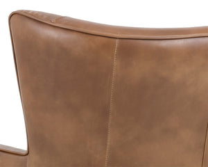 Sunpan LUTHER Mid-Century Lounge Chair in Tobacco Tan - Stylish, Easy-Care Faux Leather Comfort & Support 101966V