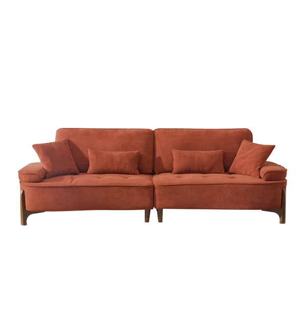 English Elm 103 Luxurious Cloud Velvet Sofa with High-Elastic Sponge Cushion, Deep-Seated Comfort for Living Spaces Brick red W2290S00010