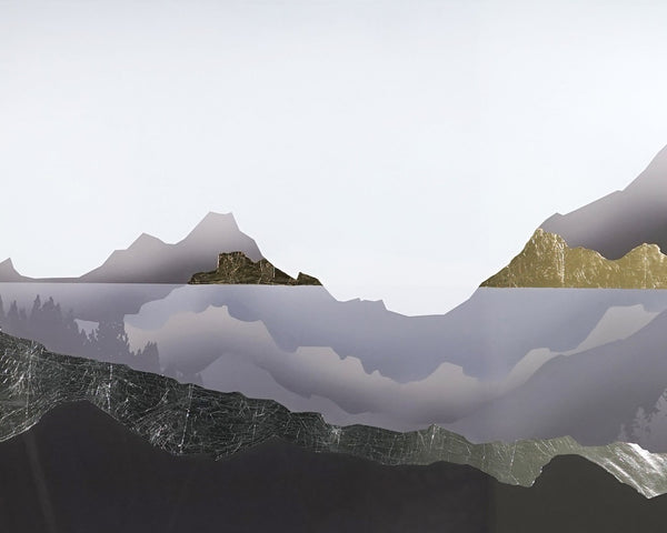 Sunpan GREAT EXPLORATION - 60" x 40" Premium Giclée Art with Hand-Applied Gold/Silver Leaf in Charcoal Frame A0295