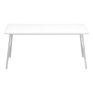 English Elm Coffee Coffee Table with White Laminate Top and Grey Angled Metal Legs, 40" Rectangular Retro Modern B2710P219431