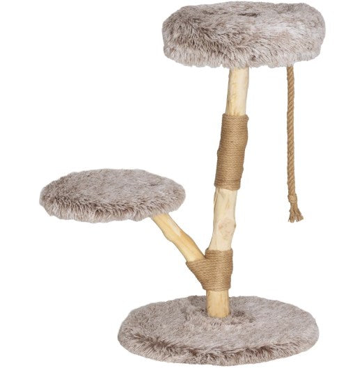 English Elm Cat Tree Tower with Jute Wrapped Pear Wood Post Dual Perches and Hanging Rope Toy T3971P432019