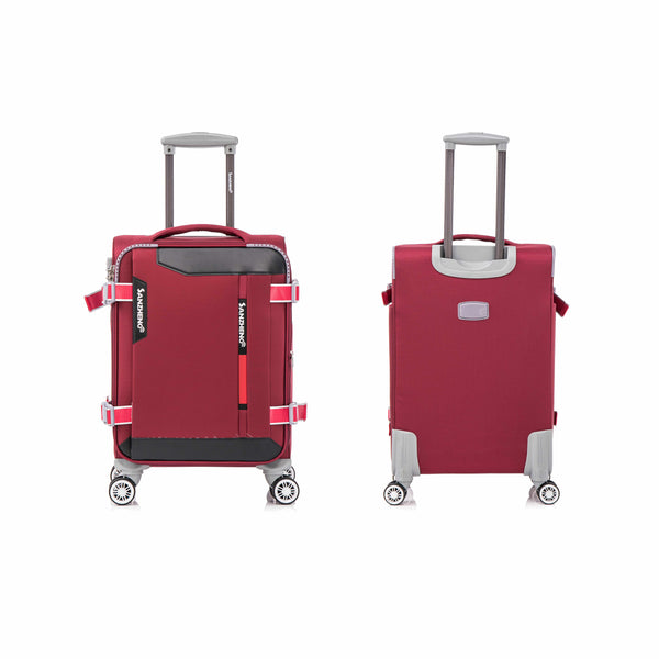 English Elm Softside Expandable Spinner Luggage Set Four Piece Lightweight Travel Collection Claret Red T3292P343875