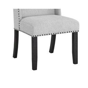 English Elm Vinz Wingback Dining Chairs Set of 2 Gray Upholstered Nailhead Trim Farmhouse B056P412642