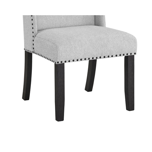 English Elm Vinz Wingback Dining Chairs Set of 2 Gray Upholstered Nailhead Trim Farmhouse B056P412642