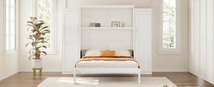 English Elm Full Size Murphy Bed with Dual Wardrobes Pine Mdf Frame for Guest or Bedroom N733S339778K