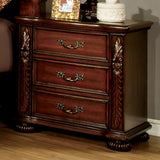 Brown Cherry Traditional Solid Wood 3-Drawer Nightstand with Pewter Pulls