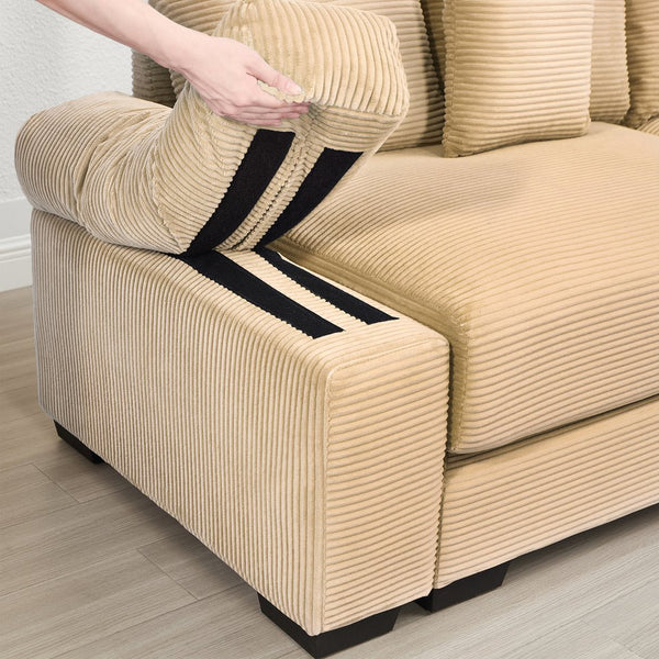 English Elm 130" Oversized Cloud Modular Sectional Couch - Luxurious Corduroy, Ergonomic Design, Easy Setup! W714S01302