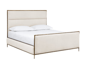 Sunpan Yasmine King Bed - Handcrafted Antique Brass Frame with Durable Zenith Alabaster Upholstery