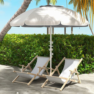 English Elm Outsunny 5.7' Portable Beach Umbrella With Uv40+ Protection, Tilt Feature, Cup Holders & Vented Canopy W2225P200536-GIGA