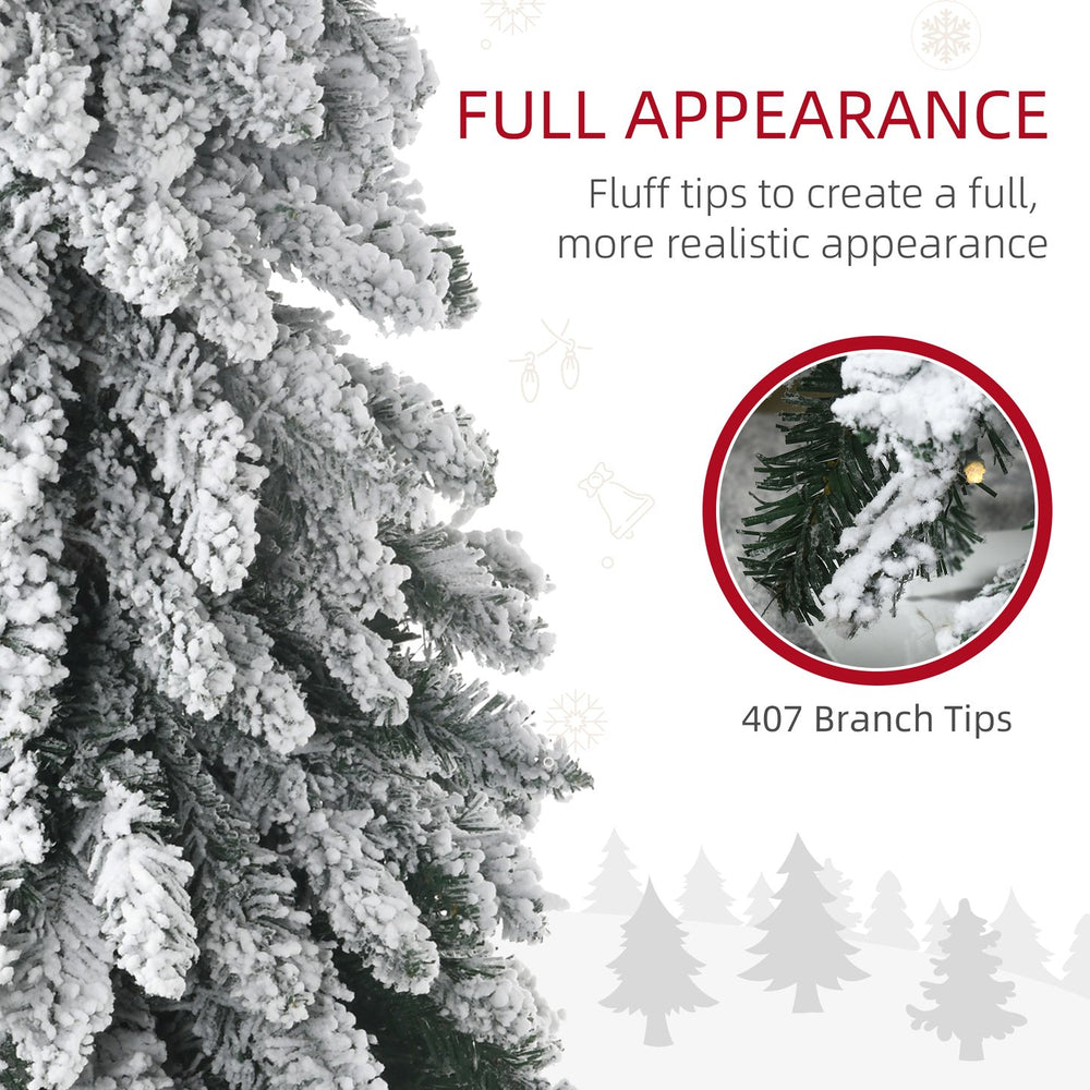 English Elm Homcom 6Ft Prelit Pencil Christmas Tree With 407 Snow Flocked Branches & 250 Led Lights For Cozy Decor W2225P249622
